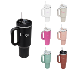Gobelet de voyage isotherme en acier inoxydable à double paroi de 40 oz, sans BPA, avec poignée et paille, personnalisable avec logo - Product Image 1
