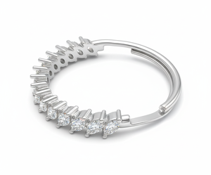 Marquise Cut Diamond Half <b>Eternity</b> <b>Ring</b> Natural & Lab Grown Diamonds 925 <b>Silver</b> / 10KT 14KT 18KT White Gold Finish - Product Image 5