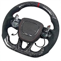 Volant sport en carbone forgé sur mesure de qualité supérieure, 3 branches, compatible Dodge Challenger Charger Hellcat, cuir pour véhicules modifiés