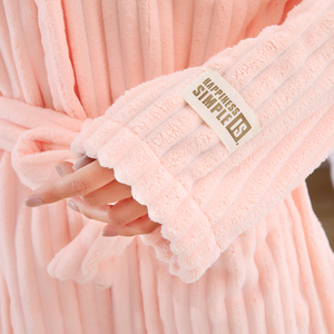 Peignoir d'hôtel <span class=keywords><strong>de</strong></span> luxe personnalisé, chaud et confortable, unisexe, en microfibre, pyjama d'hiver pour homme et <span class=keywords><strong>femme</strong></span>, peignoirs épais avec capuche - Product Image 6