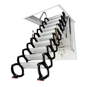 Échelle de grenier télescopique manuelle moderne non électrique avec capacité de charge de 300 kg et hauteur extensible de 10 pieds - Product Image 1