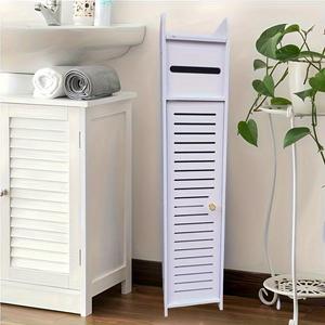 ตู้เก็บกระดาษชำระ4ชั้นอิสระสีขาวพร้อมที่วางโทรศัพท์ประหยัดพื้นที่และอุปกรณ์จัดระเบียบในห้องน้ำที่ทนทาน - Product Image 3