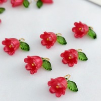 Bracelet et boucle d'oreille fleur feuille 3D plaqué or accessoires perle multicolore bijoux à bricoler soi-même breloques Lily Valley matériau principal alliage