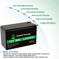 Baterai LiFePO4 pengganti asam timbal pabrik baterai 12V 9AH 26650 Pak baterai LiFePO4 untuk energi surya
