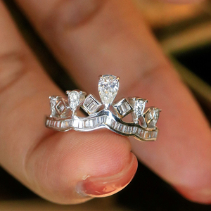Aazuo Engagement Jewelry 18K Solid White Gold <b>Rings</b> Natural Diamonds Fashion <b>crown</b> <b>Ring</b> Gift For Woman's High-end Banquet Party - Product Image 4
