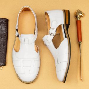 Sandalias Romanas Retro para Hombre, Impermeables, Casuales de Negocios para Verano, Hechas a Mano, Personalizadas, con Punta Redonda, de Cuero, Antideslizantes - Product Image 3