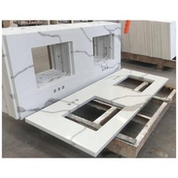 Slab Batu Kuarsa Calacatta Putih Desain Mewah untuk Meja Dapur Kuarsa