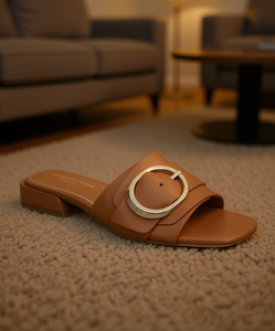 Kenneth Cole Sandalias de tacón cuadrado Ingrid para mujer, con punta abierta, de cuero genuino, con hebilla, pantuflas cómodas de verano - Product Image 2