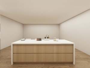 Ensemble de meubles de cuisine modernes avec évier, finition mélamine blanc et bois, dosseret imperméable - Product Image 6