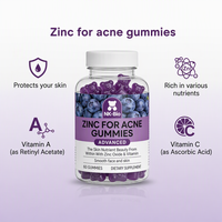 Complément alimentaire en gommes à l'oxyde de zinc, vitamine A et vitamine C pour adultes, soutien nutritionnel quotidien, flacon de 60 unités