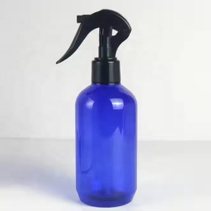 4 oz 8 oz Refillable Cobalt Blue Boston Round Glass <strong>Window</strong> Homemade Cleaner Bottle with White Trigger <strong>Spray</strong> - Product Image 2
