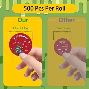 Customized ODM Christmas 1 <b>Roll</b> Packaging Label Sealing Sticker Wholesale Circular Tear Film Label Sticker - Product Image 2
