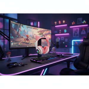 Cuffie Myrva a Orecchie di Gatto, Wireless Bluetooth 5.3, Illuminazione RGB, Audio Stereo per Gaming, Controllo Touch, Ricarica Type-C - Product Image 3