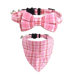 Ensemble collier à carreaux pour chat avec nœud papillon et bandana, boucle réglable, pour petits chats, toutes saisons, style classique - Product Image 5