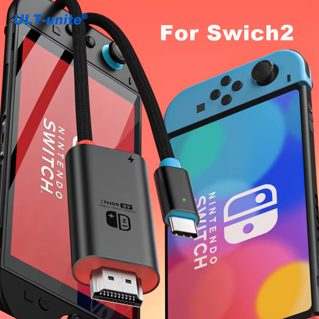 ULT-unite Type c to HDMI PD100W TV Cable 4k 60Hz 6.6FT Portable USB-C to HDMI Cable for Switch/Steam Deck