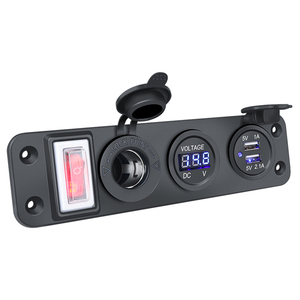Interruptor basculante de 4 bandas, toma de corriente, cargador Usb, panel de voltímetro resistente al agua con cargador USB Dual, 12V, 24V, voltímetro LED azul - Product Image 1