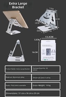 Support de téléphone et tablette rotatif doublement pliable en alliage d'aluminium de grande taille avec support de bureau pliable en argent/noir/or/or rose/rouge