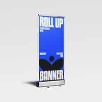 Support de bannière enroulable rétractable portable 80x200cm avec étui de transport, cadre en aluminium pour la publicité et les expositions