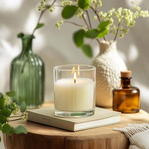 Empty Wholesale 10oz Clear Glass Candle Jar Bamboo <b>Lid</b> Home <b>Decoration</b> Christmas Candle Making Gift Customizable Containers - Product Image 5