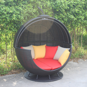 Grand <span class=keywords><strong>lit</strong></span> rond en <span class=keywords><strong>rotin</strong></span> PE pour les loisirs en plein air, toutes saisons - Product Image 3