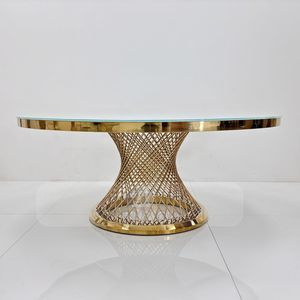 Mesa de comedor <span class=keywords><strong>Soho</strong></span> Twist de lujo moderno con tapa de cristal dorado de acero inoxidable Diseños de sillas de boda de nuevo estilo Uso de hotel al aire libre - Product Image 4