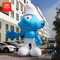 Conception gonflable sur mesure, publicité géante, dessin animé, mascotte de smurf bleu debout, articles gonflables publicitaires