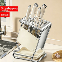 Nouveau design moderne, porte-couteaux multi-emplacements en acier inoxydable sur pied pour le rangement de cuisine et l'usage quotidien