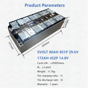 Starmax Svolt 86Ah 172Ah 8S1P 4S2P 29.6V 14.8V Nissan Leaf Module Battery 30KWh 61KWh 3.7V Nmc Golf Cart Battery Module For EV