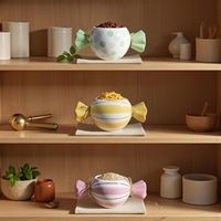 Jars de rangement mignons avec couvercle, forme de bonbon unique, récipient alimentaire en céramique, boîte à biscuits pour collations ou grains de café