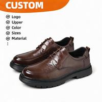Chaussures habillées tendance pour hommes avec logo personnalisé, en PU brillant, imperméables, robustes, respirantes, antidérapantes et confortables pour le bureau et le travail – Grande Vente