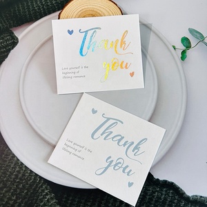 Chất Lượng Tốt Chữ Viết Tay 400gsm Bông Giấy Chất Liệu Lá Vàng Tùy Chỉnh Kinh Doanh Thẻ Bưu Thiếp Duy Nhất Bên In Cảm Ơn Bạn Thẻ - Product Image 5