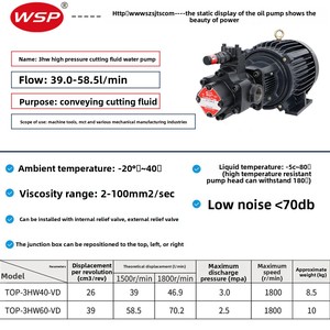 Pompe à eau haute pression et haute puissance pour le refroidissement des machines-outils, modèle TOP-330HW-VD, fabriquée directement par le fabricant, origine Chine continentale, haute performance - Product Image 5