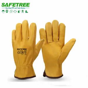 CE מוסמך פרימיום & איכות תעשייתי מלא תבואה עור בטיחות נהג עבודה זהב כפפות שימוש כללי