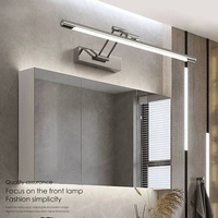 Lampe LED pour tableau chromée polie avec bras articulé réglable, lampe murale linéaire longue pour miroir
