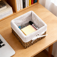 Panier de rangement rectangulaire décoratif en paille naturelle tressée, multifonctionnel, écologique, design moderne, pour salle de bain et articles de maison
