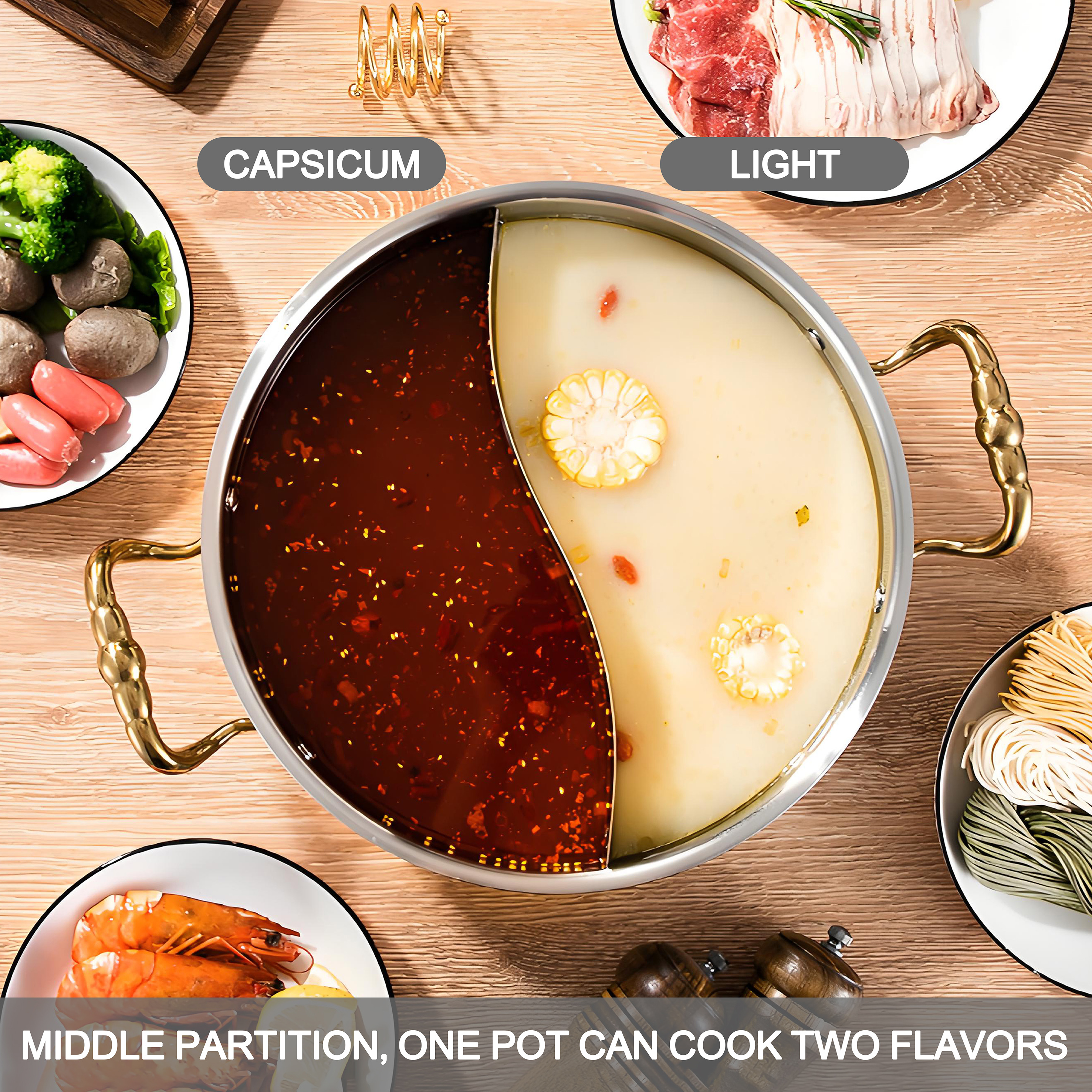YIYIAN Modern Kitchenware Luxury Stainless Steel 304 Hot Pot 3 Layers Steel Cooking Pot Kitchen Cookware Set with Metal Lid · image 3