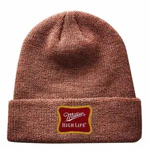 Promocionales de diseño personalizado de etiqueta privada logotipo sombrero esposado bordado invierno marrón sombrero