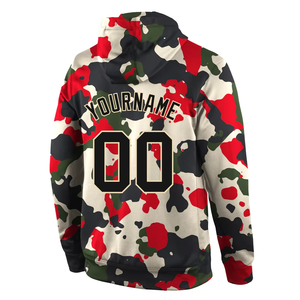 Sweat-shirt à capuche camouflage personnalisé pour homme, impression de nom et de numéro, tissu en molleton respirant, vêtement décontracté d'automne - Product Image 3