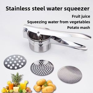 <span class=keywords><strong>Presse</strong></span>-purée à pommes de terre en acier inoxydable avec 3 disques interchangeables, robuste et manuelle, pour fruits, légumes et purée de pommes de terre - Product Image 5