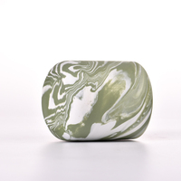 Bougeoir parfumé personnalisable de finition mate de pot de bougie en céramique de marbre vert