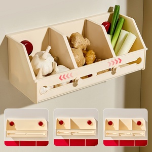 Wall-Mounted <b>Kitchen</b> Suction Cup Plastic Storage Basket <b>Small</b> Hanging <b>Shelf</b> for Organizing Ginger Garlic & Scallions - Product Image 3