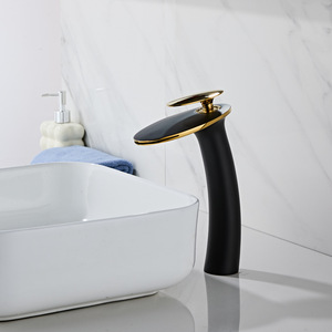 Robinet de lavabo encastré en laiton style méditerranéen, 1 trou, eau chaude et froide, pour appartement, finition or brillant - Product Image 4