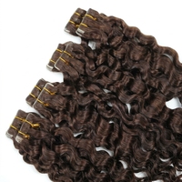 Extensions de cheveux bouclés birmans à bandes adhésives, cheveux humains véritables, extensions invisibles injectées sans couture, extensions à bandes adhésives pour femmes