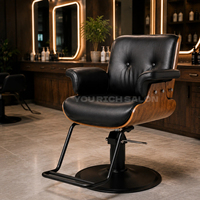 Fauteuil de barbier classique en cuir PU imperméable, fauteuil de salon en mousse haute densité avec pompe hydraulique pour salon de coiffure