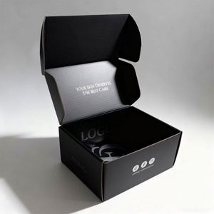 Black Mailer Box Wholesale Custom Packaging Boxes Fashion Corrugated <b>Paper</b> Foldable Shipping Boxes With Silver Foil Logo - Product Image 1