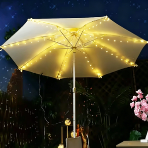 ไฟประดับร่มพลังงานแสงอาทิตย์, ไฟ LED RGB กันน้ำ IP65 เปลี่ยนสีได้พร้อมรีโมทคอนโทรล, ไฟประดับตกแต่งสวนแบบหรี่แสงได้ - Product Image 1