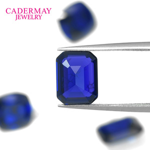 Cadermay Yttrium Aluminum Garnet Royal Blue Rectangular Emerald Cut Loose Stone Synthetic Gemstone For Jewelry Making - Product Image 2
