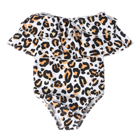 A #   Maillot de bain d'été pour maman et moi, combinaison à deux couches, col à volants, épaules dénudées, imprimé léopard, pour femmes