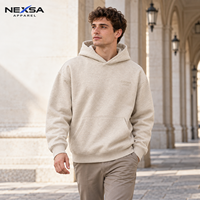 Sweat-shirts et pulls texturés à marque privée pour hommes, avec épaules tombantes, poche kangourou, décontractés, coupe oversize, logo personnalisé, vente en gros