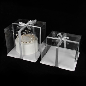 Cake Boxes Packing Transparent Clear Plastic Acetate PET PVC Packing Material Cake Packaging Disposable Environmental Accept